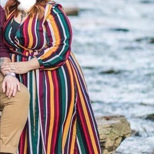 3xl striped maxi long sleeve dress